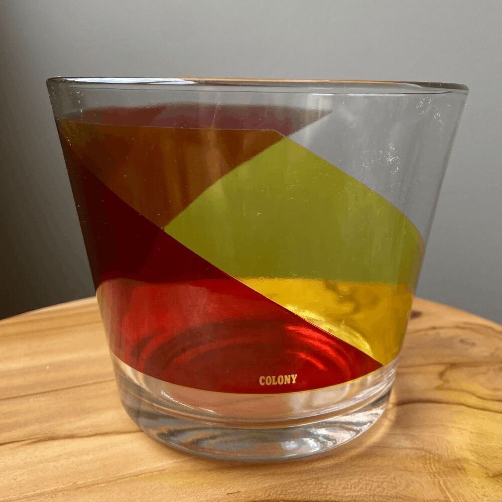 Vintage Colony Glass Ice Bucket | MCM Geometric Barware Pop Art Style